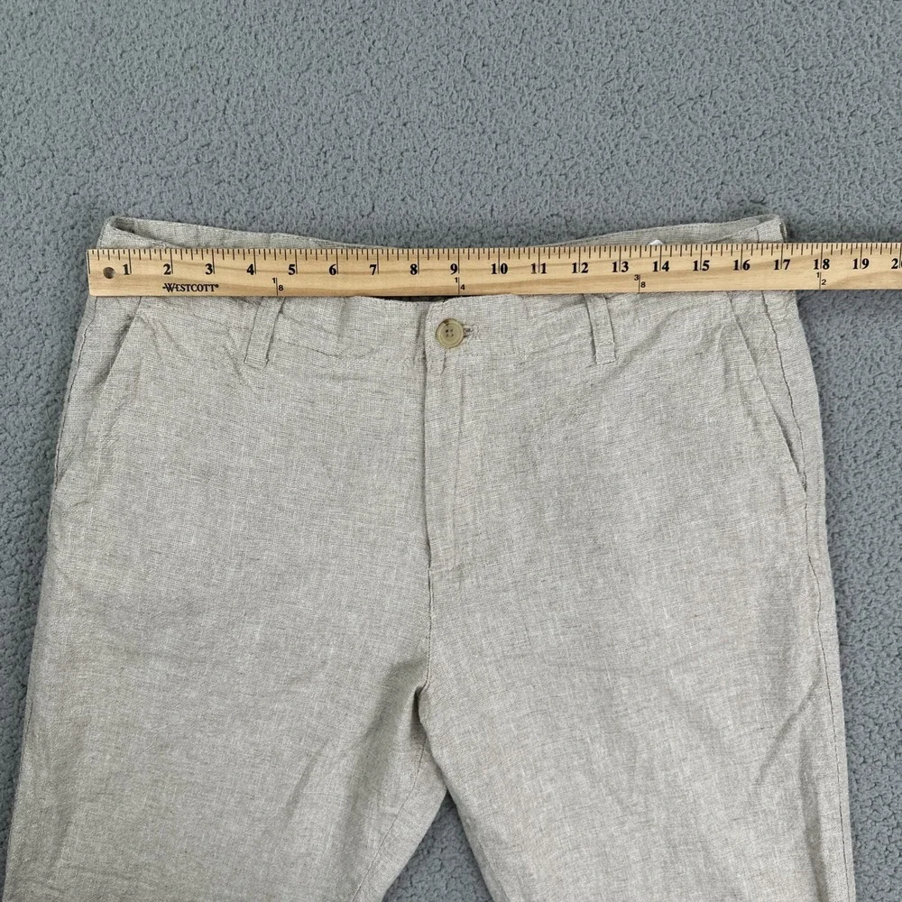 Banana Republic Linen Cotton Pants Men 34x30 Beige Khaki Flap Pocket Breathable